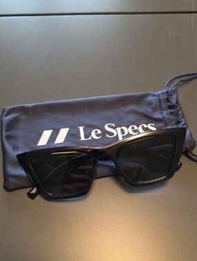 Le Specs Glossy Black Angular Cat-Eye Sunglasses
